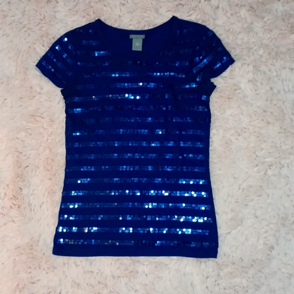 ANN TAYLOR Short-sleeved Sequin Tee - Picture 3 of 7